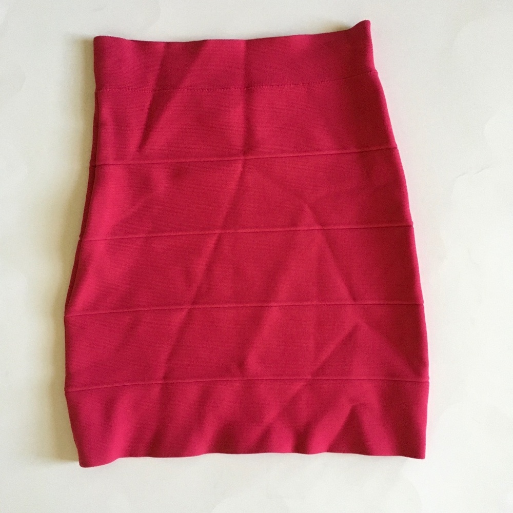 BCBG MAXAZRIA Simone Turkish Rose Pink Bandage Bodycon Pencil Mini Skirt Sz XS